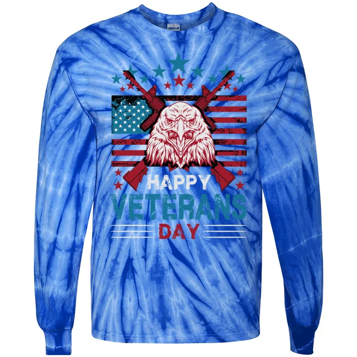 America Eagle Military Patriotic Veterans Day Gift Tie-Dye Long Sleeve Shirt