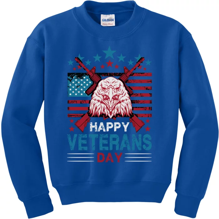 America Eagle Military Patriotic Veterans Day Gift Kids Sweatshirt