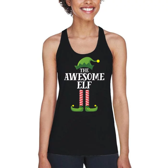 Awesome Elf Matching Family Group Christmas Party Women's Racerback Tank