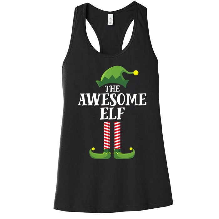 Awesome Elf Matching Family Group Christmas Party Women's Racerback Tank