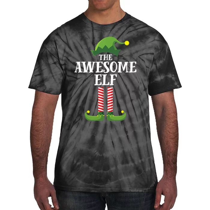 Awesome Elf Matching Family Group Christmas Party Tie-Dye T-Shirt