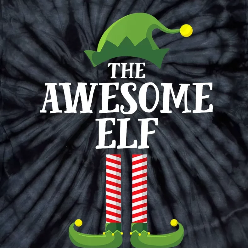 Awesome Elf Matching Family Group Christmas Party Tie-Dye T-Shirt