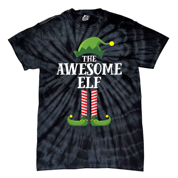 Awesome Elf Matching Family Group Christmas Party Tie-Dye T-Shirt