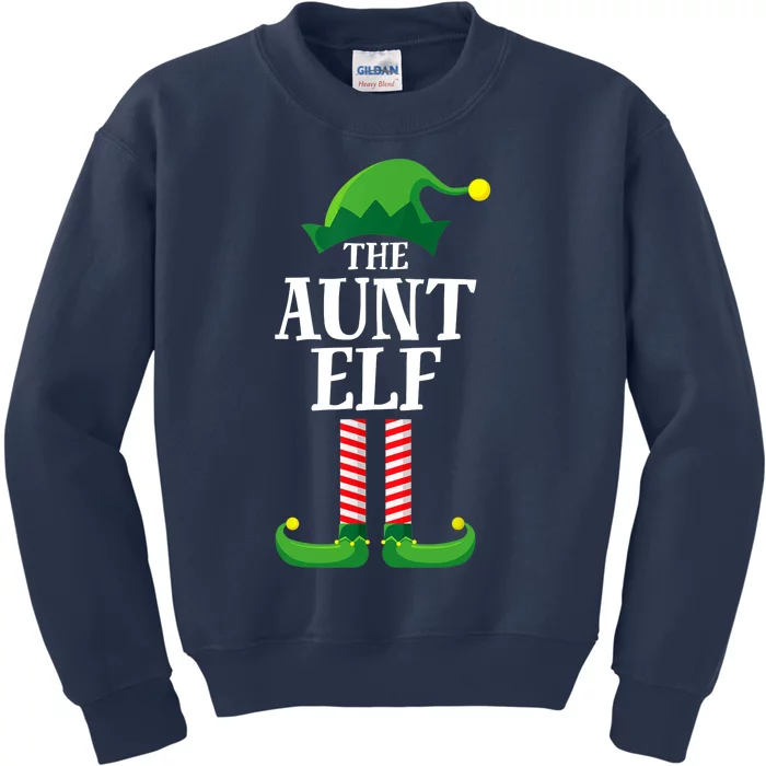 Aunt Elf Matching Family Group Christmas Party Kids Sweatshirt