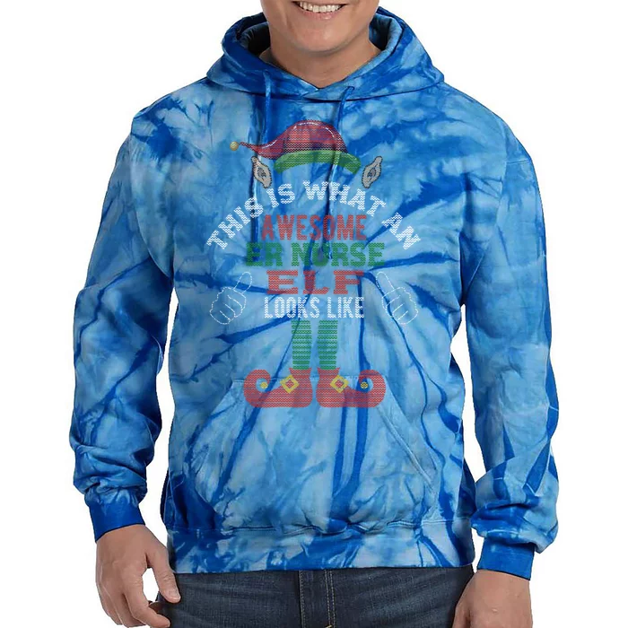 Awesome Er Nurse Elf Christmas Style Gift Tie Dye Hoodie