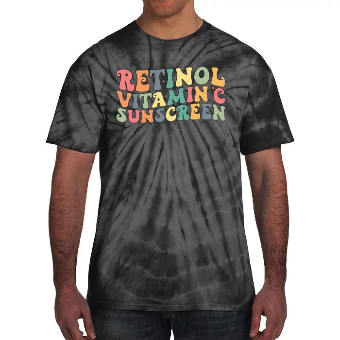 Aesthetic Esthetician Nurse Retinol Vitamin C And Sunscreen Tie-Dye T-Shirt