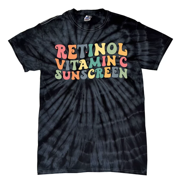 Aesthetic Esthetician Nurse Retinol Vitamin C And Sunscreen Tie-Dye T-Shirt