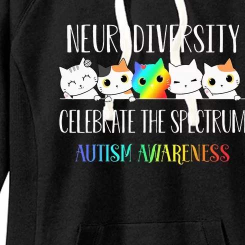 Autism Embrace Neurodiversity Celebrate The Spectrum Cat Women's Fleece Hoodie