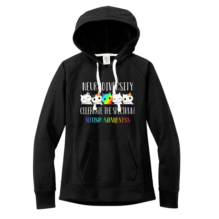 Autism Embrace Neurodiversity Celebrate The Spectrum Cat Women's Fleece Hoodie