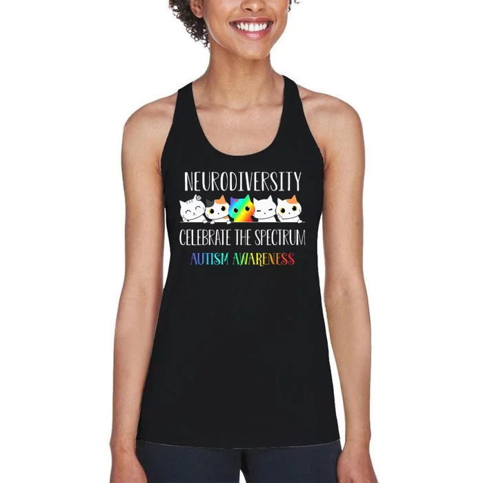 Autism Embrace Neurodiversity Celebrate The Spectrum Cat Women's Racerback Tank