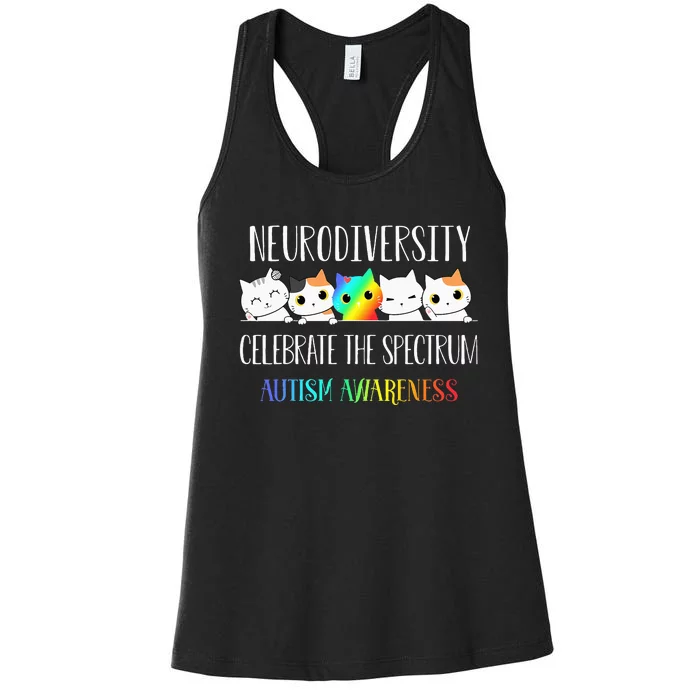 Autism Embrace Neurodiversity Celebrate The Spectrum Cat Women's Racerback Tank