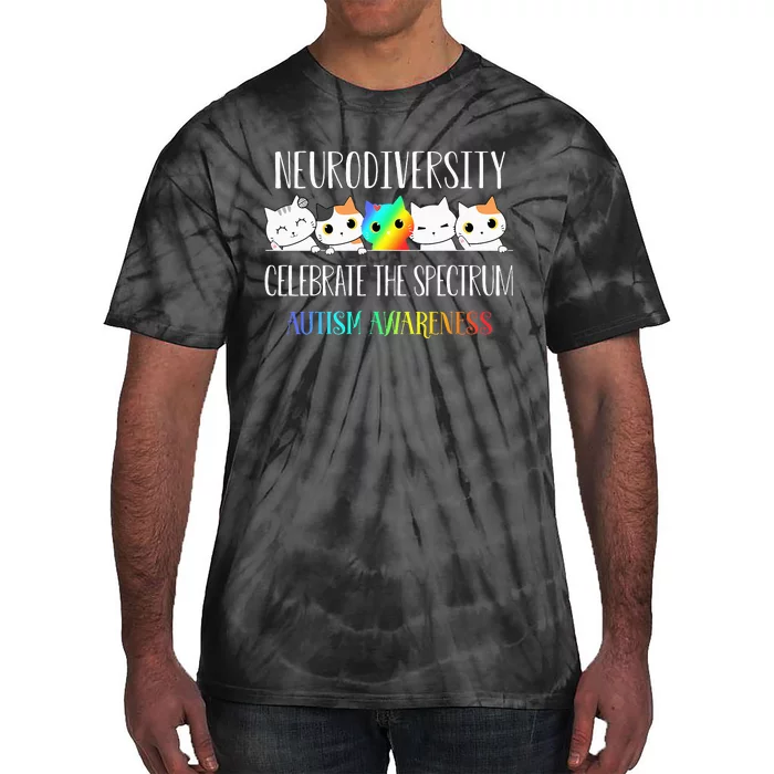 Autism Embrace Neurodiversity Celebrate The Spectrum Cat Tie-Dye T-Shirt