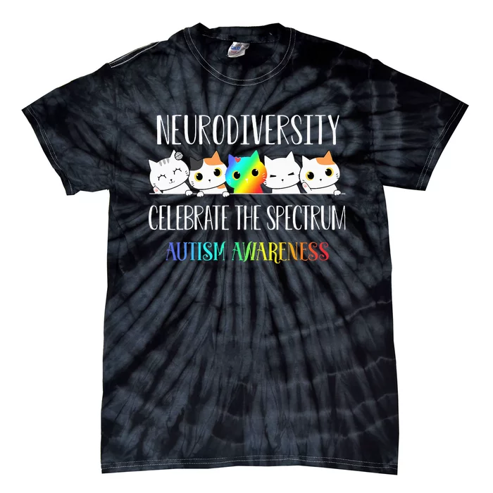 Autism Embrace Neurodiversity Celebrate The Spectrum Cat Tie-Dye T-Shirt