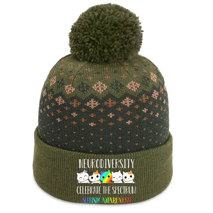 Autism Embrace Neurodiversity Celebrate The Spectrum Cat The Baniff Cuffed Pom Beanie