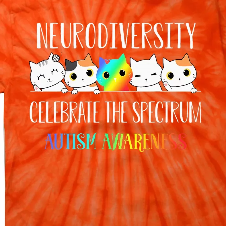 Autism Embrace Neurodiversity Celebrate The Spectrum Cat Tie-Dye T-Shirt