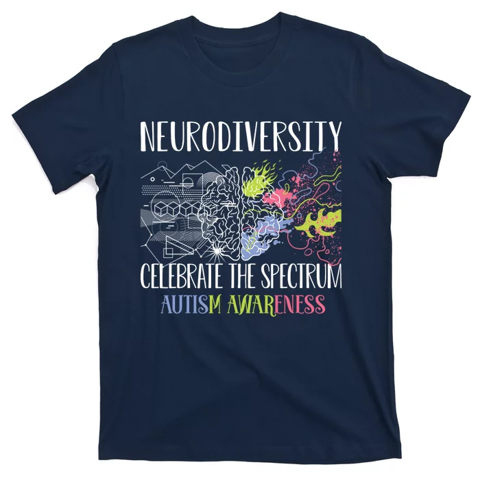 Autism Embrace Neurodiversity Celebrate The Spectrum Brain T-Shirt