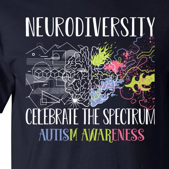 Autism Embrace Neurodiversity Celebrate The Spectrum Brain Tall T-Shirt