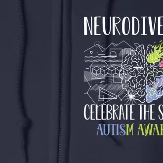 Autism Embrace Neurodiversity Celebrate The Spectrum Brain Full Zip Hoodie