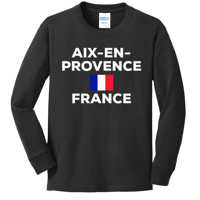 Aix En Provence France French Flag City Tourist Souvenir Kids Long Sleeve Shirt