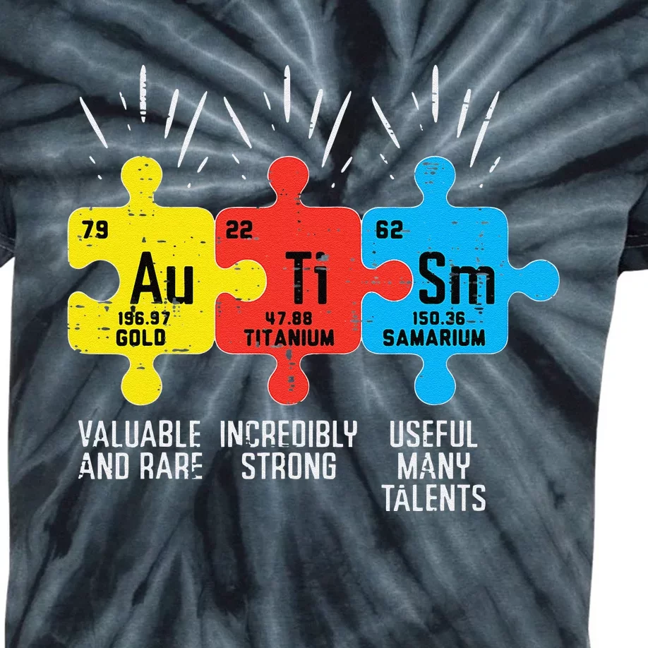 Autism Elements Periodic Table Awareness ASD Women Kids Tie-Dye T-Shirt