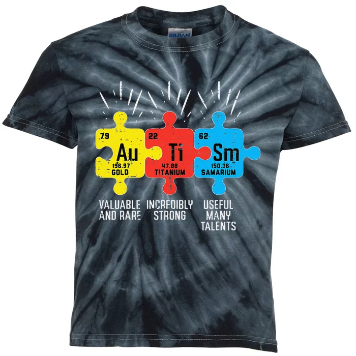 Autism Elements Periodic Table Awareness ASD Women Kids Tie-Dye T-Shirt