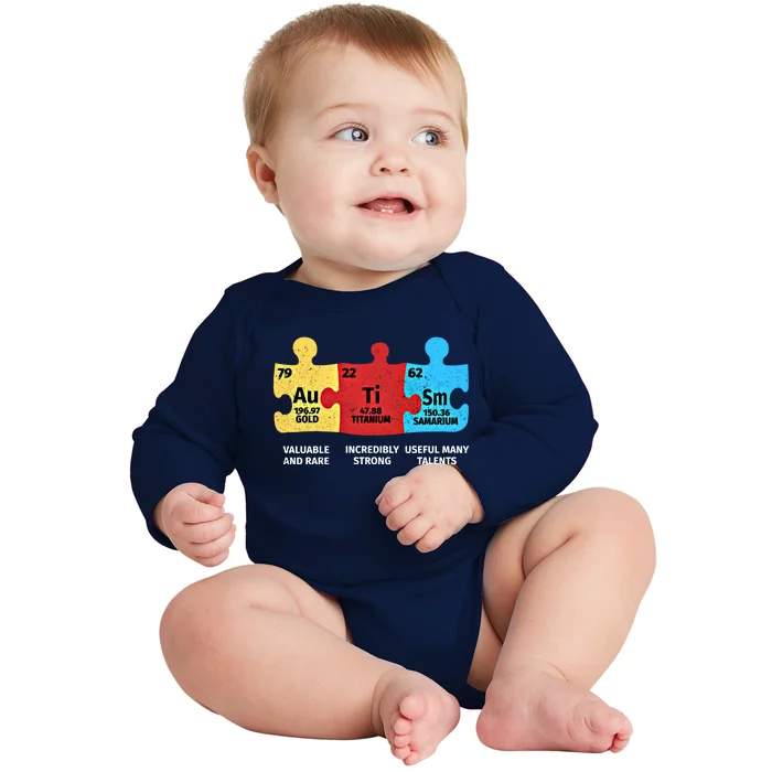 Autism Elets Periodic Table Asd Awareness Aspergers Gift Baby Long Sleeve Bodysuit