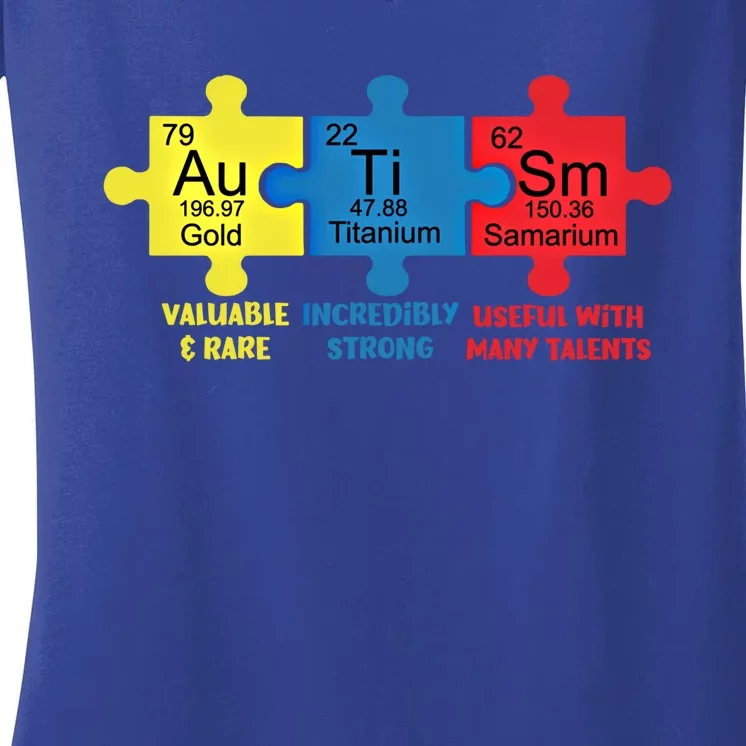 Autism Elets Periodic Table Awareness Asd Gift Women's V-Neck T-Shirt