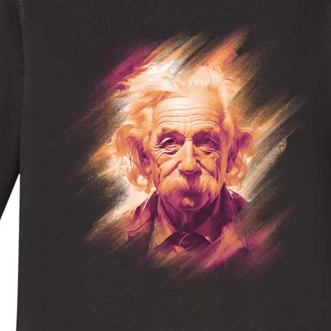 Albert Einstein Portrait Baby Long Sleeve Bodysuit