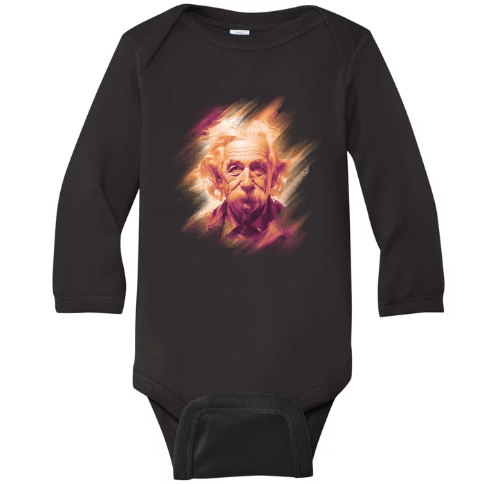 Albert Einstein Portrait Baby Long Sleeve Bodysuit