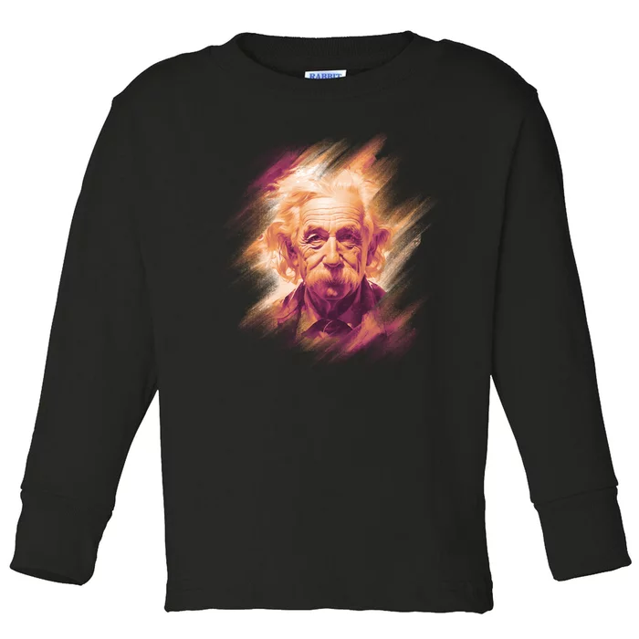 Albert Einstein Portrait Toddler Long Sleeve Shirt