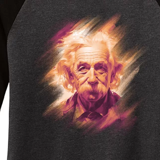 Albert Einstein Portrait Women's Tri-Blend 3/4-Sleeve Raglan Shirt