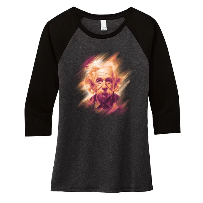 Albert Einstein Portrait Women's Tri-Blend 3/4-Sleeve Raglan Shirt