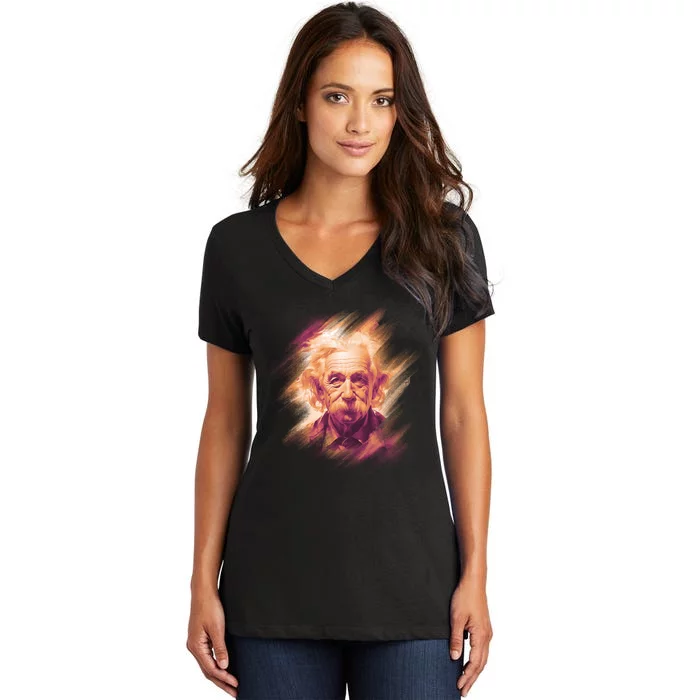 Albert Einstein Portrait Women's V-Neck T-Shirt