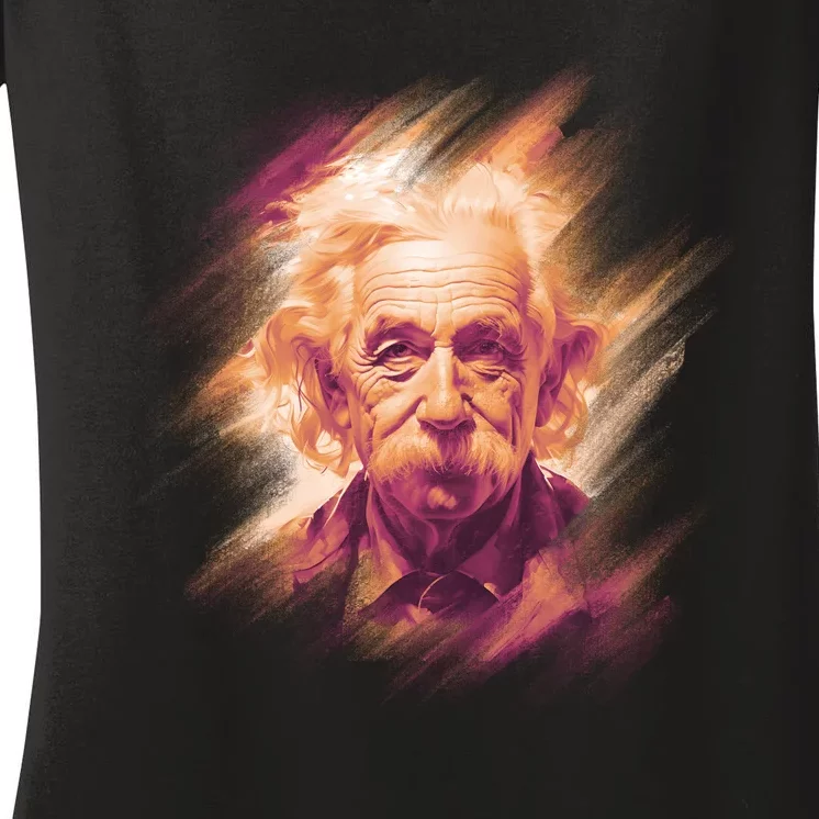 Albert Einstein Portrait Women's V-Neck T-Shirt