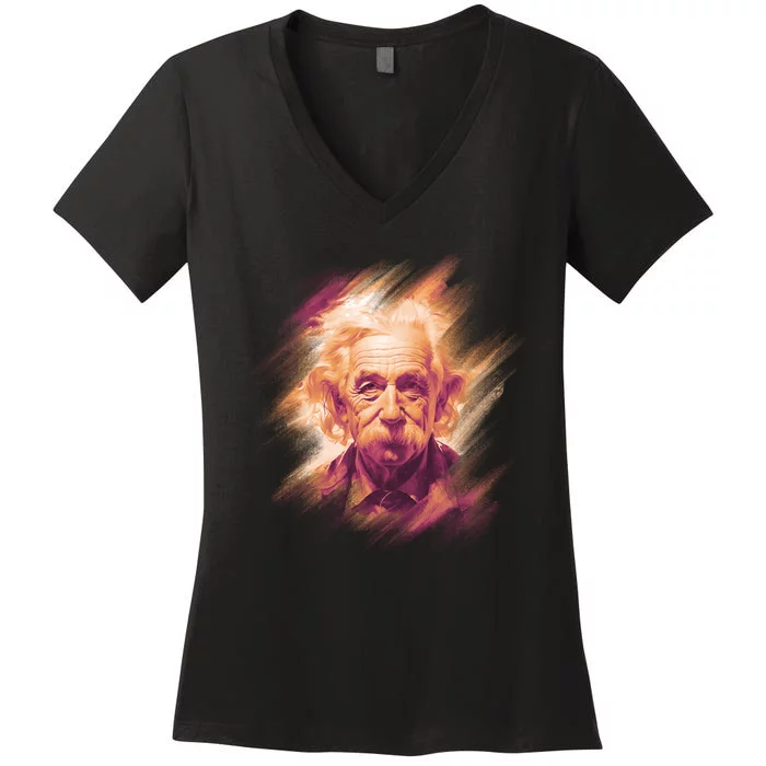 Albert Einstein Portrait Women's V-Neck T-Shirt