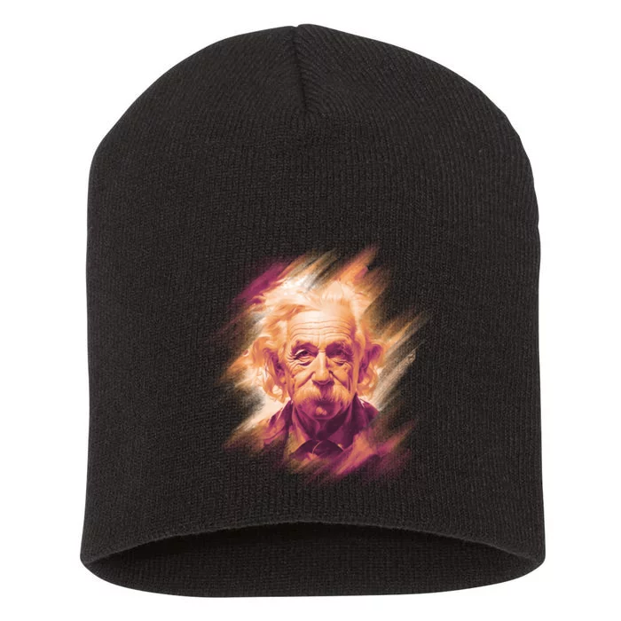 Albert Einstein Portrait Short Acrylic Beanie