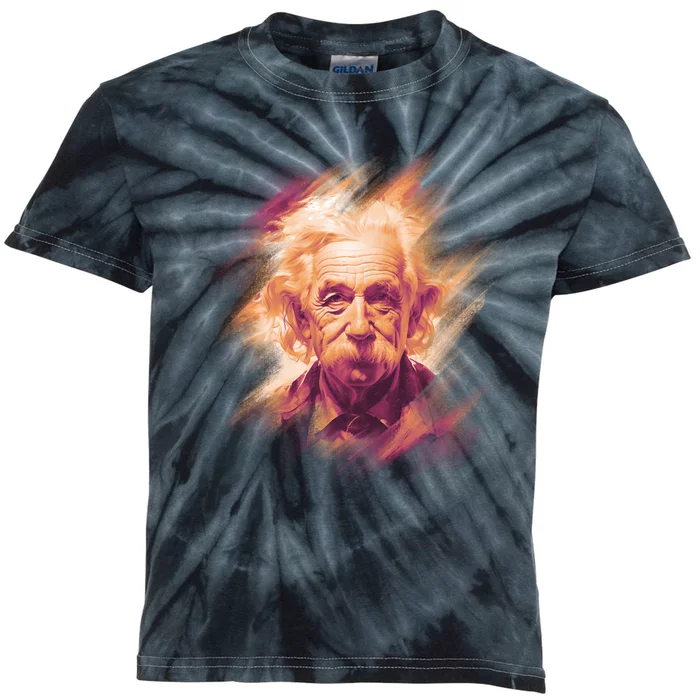 Albert Einstein Portrait Kids Tie-Dye T-Shirt