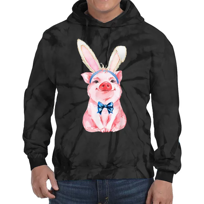 Adorable Easter Pig With Easter Bunny rabbit egg Tie Dye Hoodie