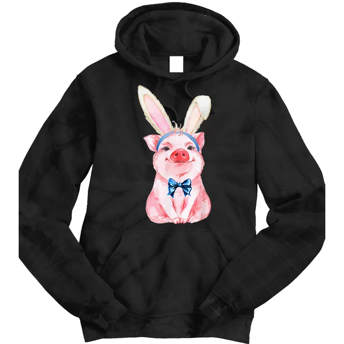 Adorable Easter Pig With Easter Bunny rabbit egg Tie Dye Hoodie