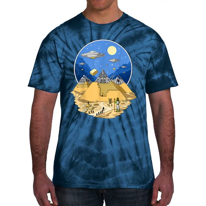 Ancient Egyptian Pyramids Aliens Space UFO Science Fiction Tie-Dye T-Shirt