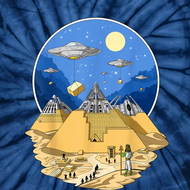 Ancient Egyptian Pyramids Aliens Space UFO Science Fiction Tie-Dye T-Shirt