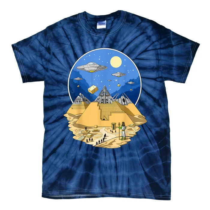 Ancient Egyptian Pyramids Aliens Space UFO Science Fiction Tie-Dye T-Shirt