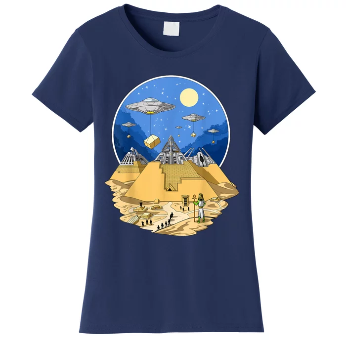 Ancient Egyptian Pyramids Aliens Space UFO Science Fiction Women's T-Shirt