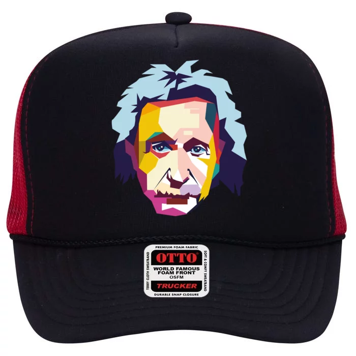 Albert Einstein Pop Art High Crown Mesh Trucker Hat