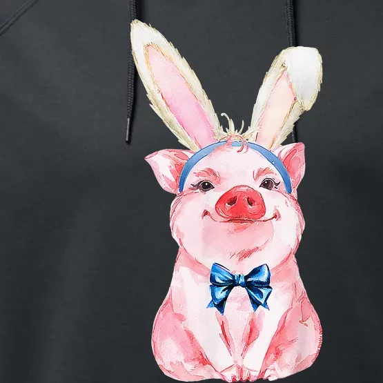 Adorable Easter Pig With Easter Bunny rabbit egg Performance Fleece Hoodie