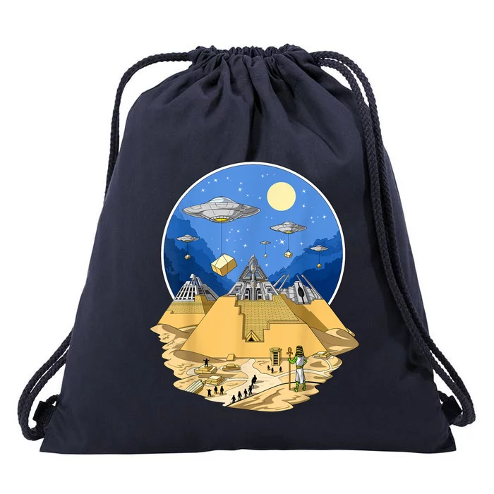 Ancient Egyptian Pyramids Aliens Space UFO Science Fiction Drawstring Bag