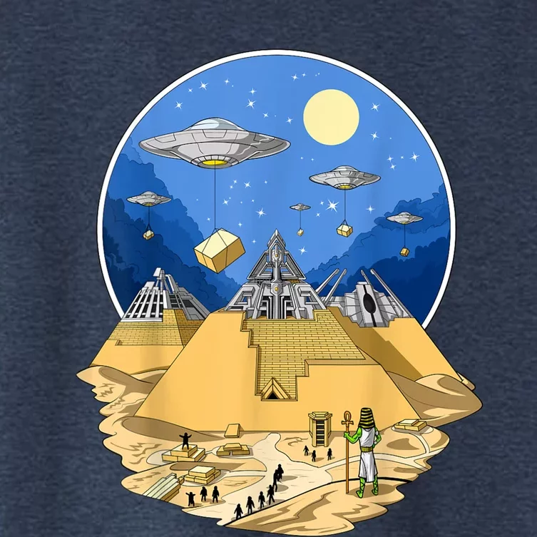 Ancient Egyptian Pyramids Aliens Space UFO Science Fiction Women's Crop Top Tee