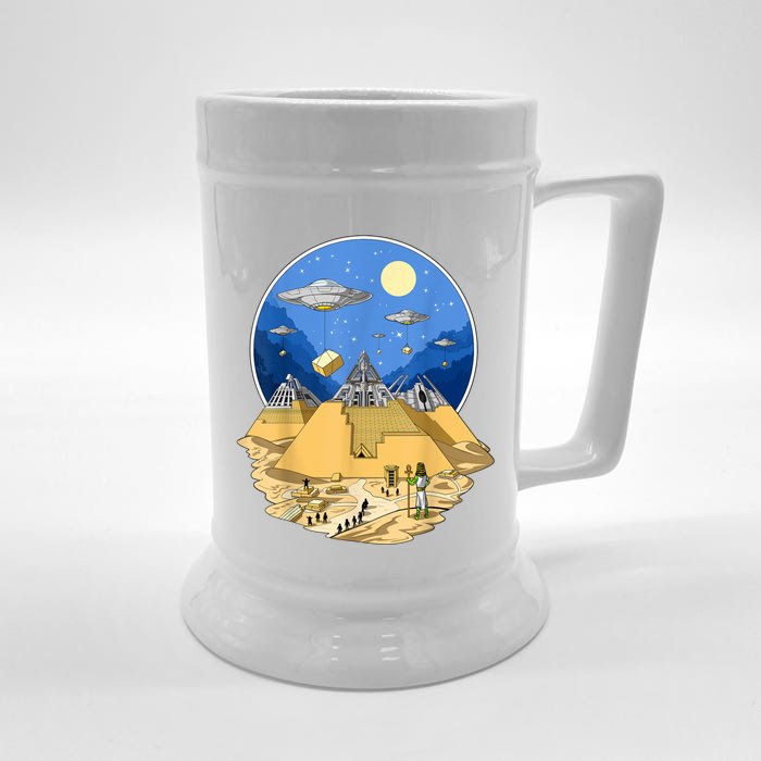 Ancient Egyptian Pyramids Aliens Space UFO Science Fiction Front & Back Beer Stein