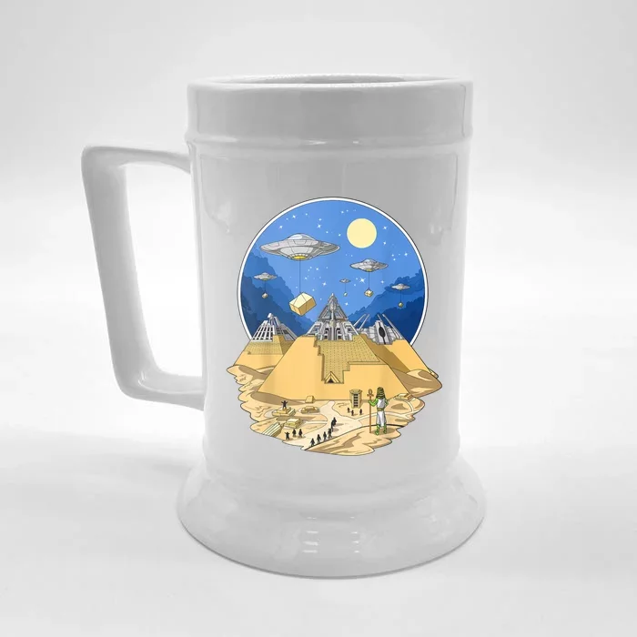 Ancient Egyptian Pyramids Aliens Space UFO Science Fiction Front & Back Beer Stein