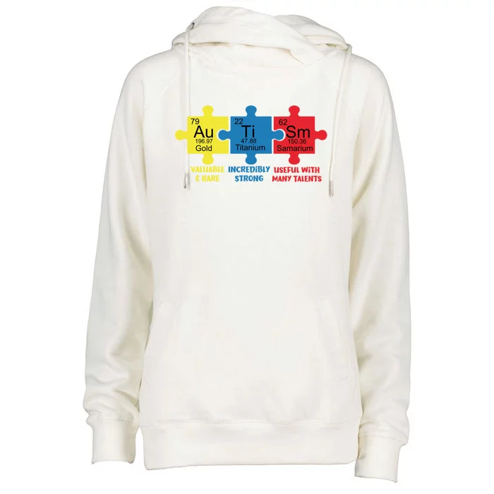 Autism Elets Periodic Table Awareness Asd Gift Womens Funnel Neck Pullover Hood